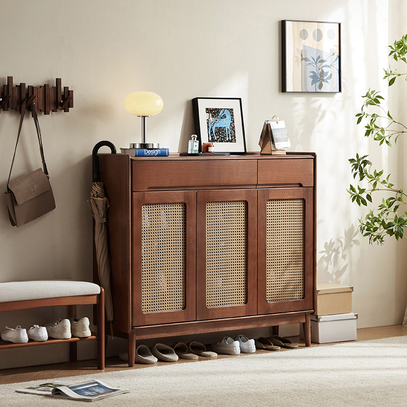 Ignatius 80cm/118cm/140cm Rubberwood Entryway Cabinet/Shoe Cabinet With Drawer Walnut Color