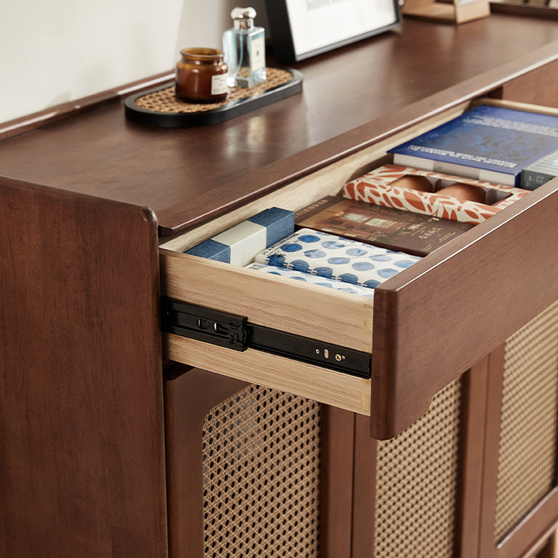 Ignatius 80cm/118cm/140cm Rubberwood Entryway Cabinet/Shoe Cabinet With Drawer Walnut Color