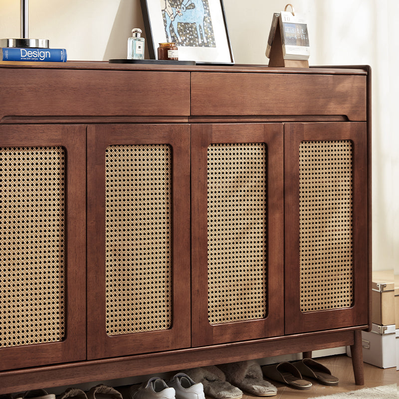 Ignatius 80cm/118cm/140cm Rubberwood Entryway Cabinet/Shoe Cabinet With Drawer Walnut Color