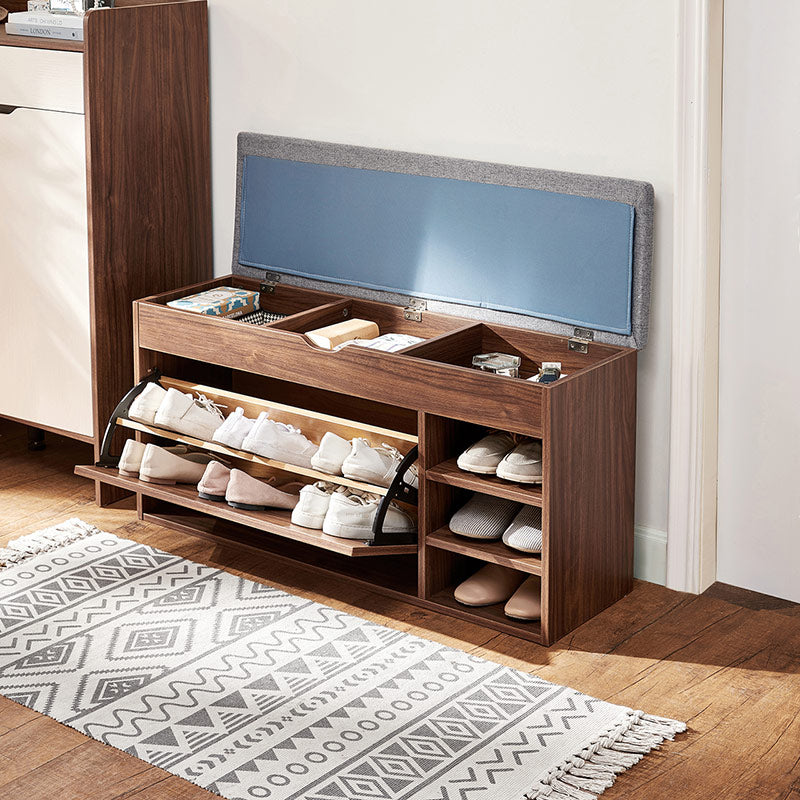 Mallory 80cm/100cm Entryway Shoe Cabinet/Shoe Changing Stool For Home Walnut Color