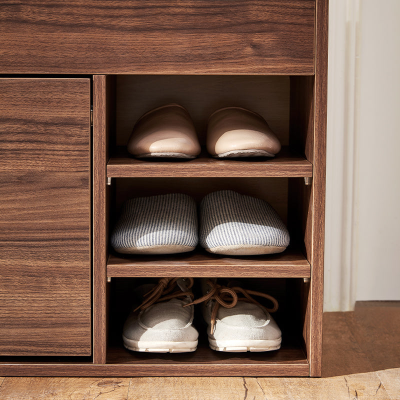 Mallory 80cm/100cm Entryway Shoe Cabinet/Shoe Changing Stool For Home Walnut Color
