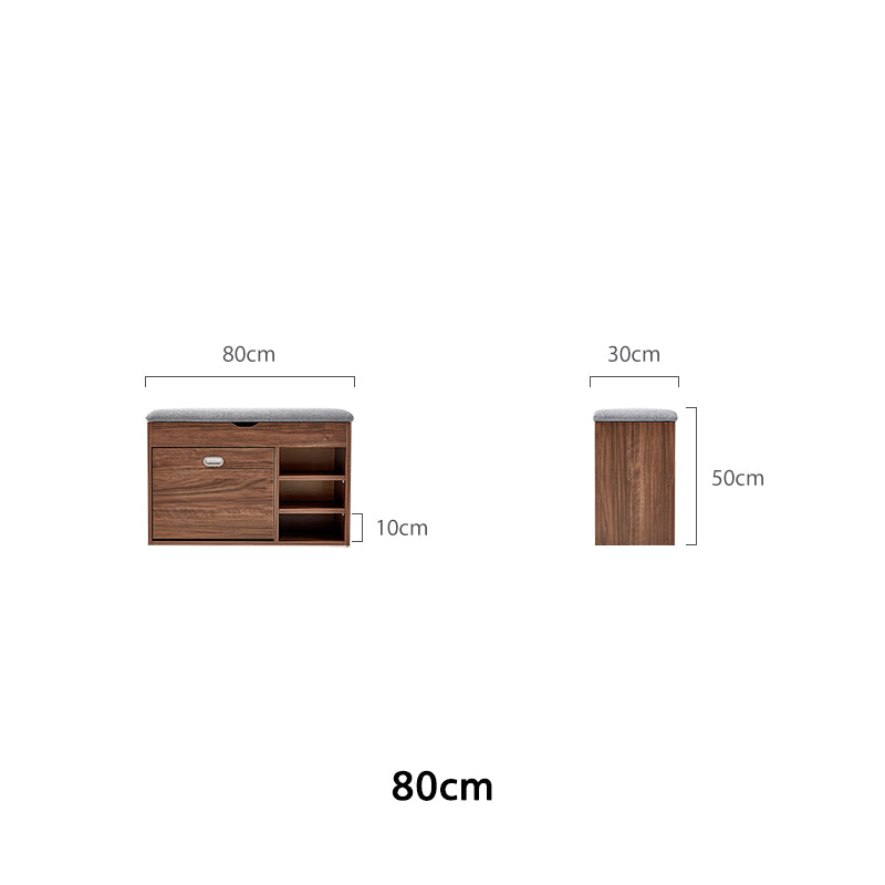 Mallory 80cm/100cm Entryway Shoe Cabinet/Shoe Changing Stool For Home Walnut Color
