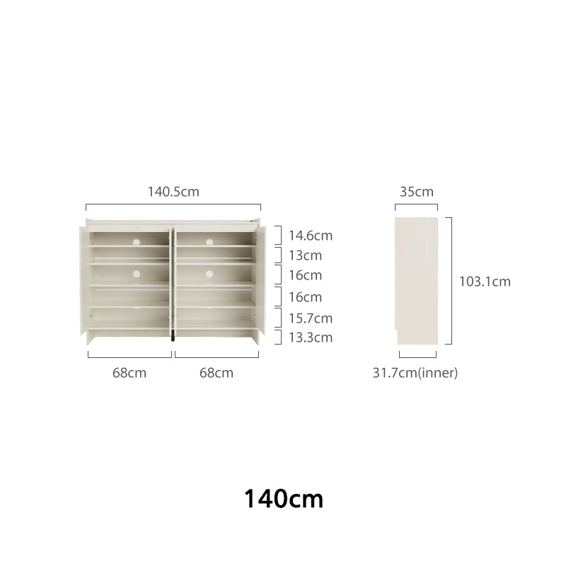 Reba 80cm/100cm/120cm/140cm Entryway Shoe Cabinet/Shoe Case For Home Cream White Color