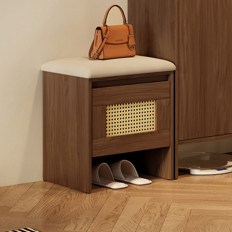 Reese 43cm Entryway Shoe Cabinet/Shoe Changing Stool For Home Walnut Color