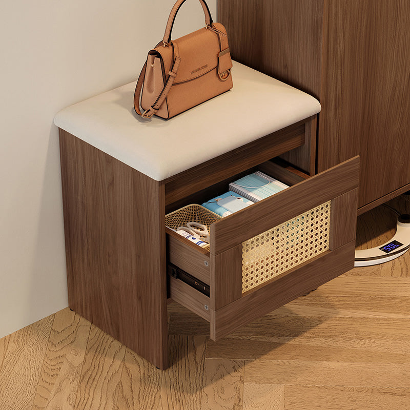 Reese 43cm Entryway Shoe Cabinet/Shoe Changing Stool For Home Walnut Color