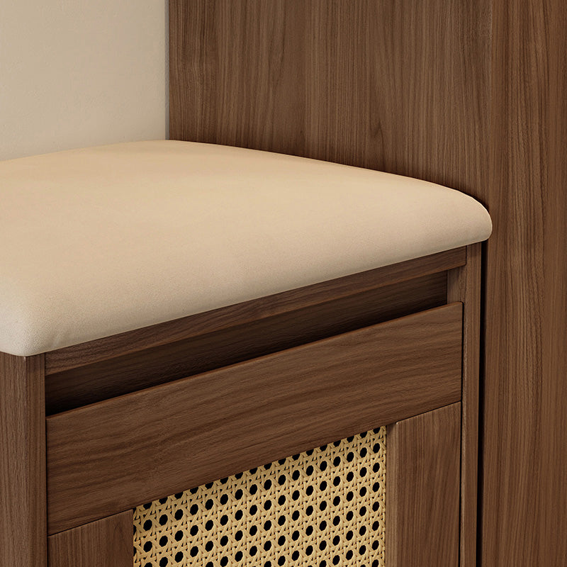 Reese 43cm Entryway Shoe Cabinet/Shoe Changing Stool For Home Walnut Color
