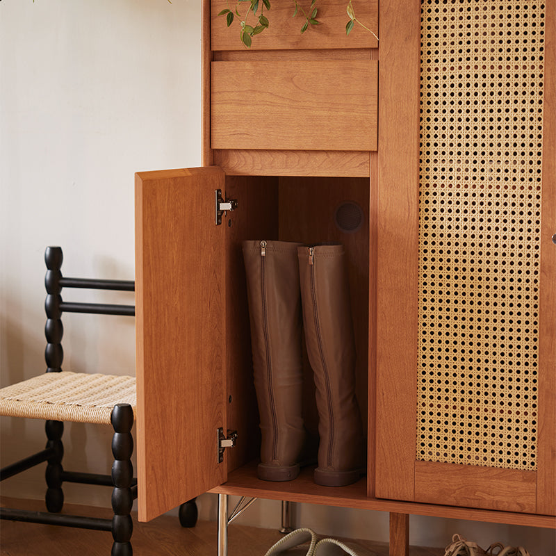 Ruben 102cm Entryway Cabinet/Shoe Cabinet Rattan Door Walnut Color For Home