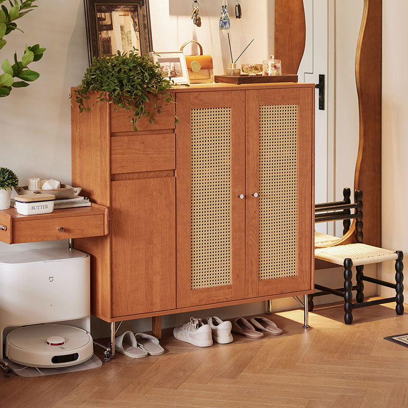 Ruben 102cm Entryway Cabinet/Shoe Cabinet Rattan Door Walnut Color For Home