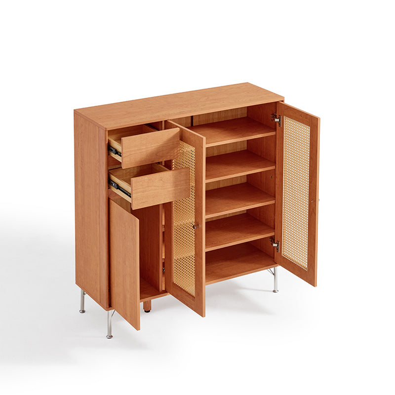 Ruben 102cm Entryway Cabinet/Shoe Cabinet Rattan Door Walnut Color For Home