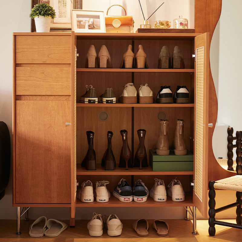 Ruben 102cm Entryway Cabinet/Shoe Cabinet Rattan Door Walnut Color For Home