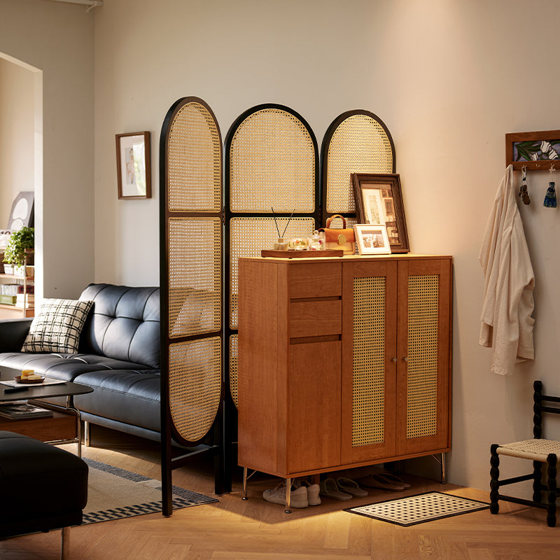 Ruben 102cm Entryway Cabinet/Shoe Cabinet Rattan Door Walnut Color For Home