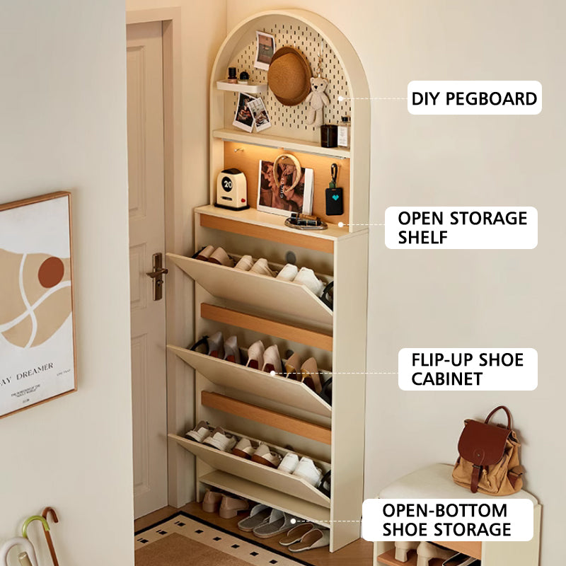 Lilith 0.75m/1m Three-Door Shoe Cabinet/Slim Shoe Cabinet with Pegboard