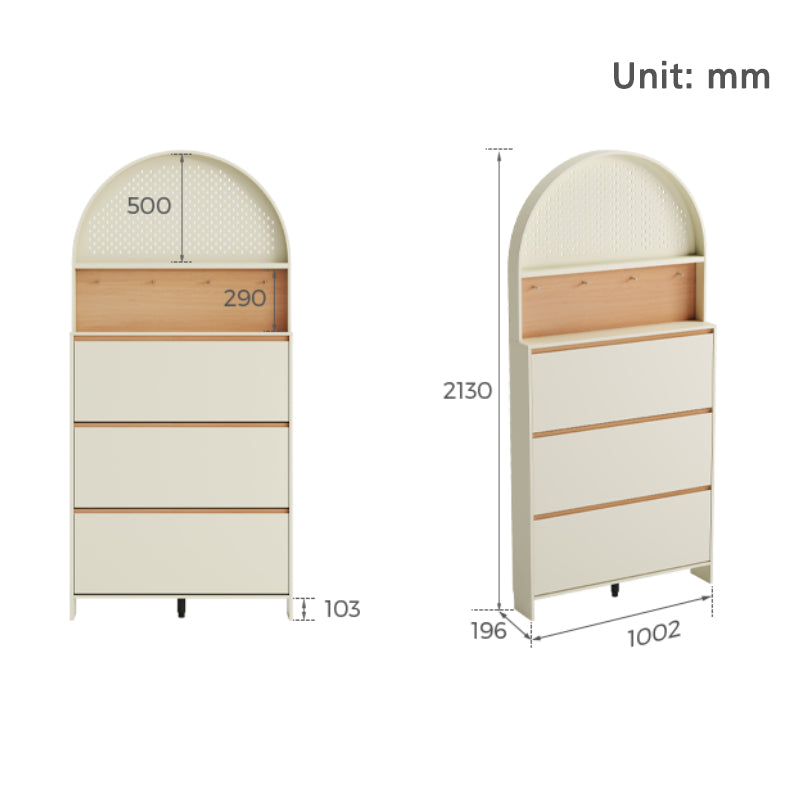 Lilith 0.75m/1m Three-Door Shoe Cabinet/Slim Shoe Cabinet with Pegboard