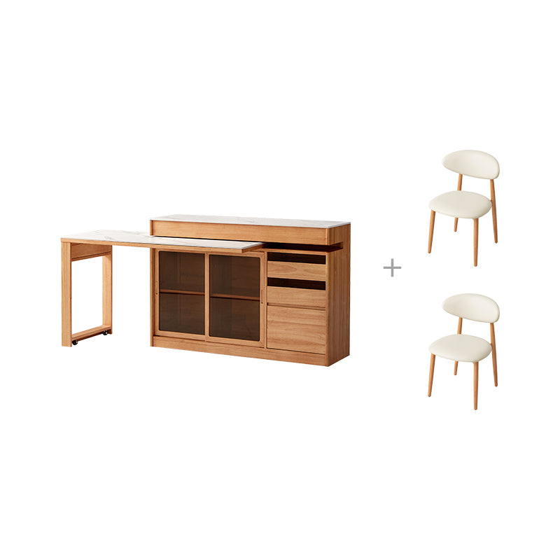 Ezekiel 1.2m Rubberwood Multi-Drawer 2-in-1 Sideboard/Dining Table with Storage Dining Cabinet/Storage Cabinet/Sideboard