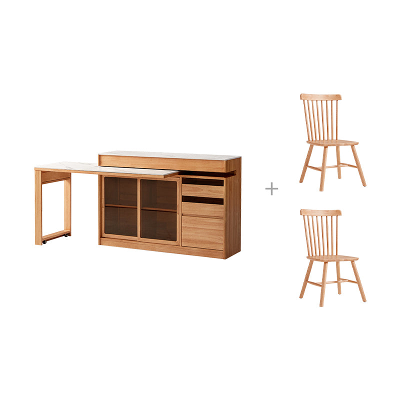 Ezekiel 1.2m Rubberwood Multi-Drawer 2-in-1 Sideboard/Dining Table with Storage Dining Cabinet/Storage Cabinet/Sideboard