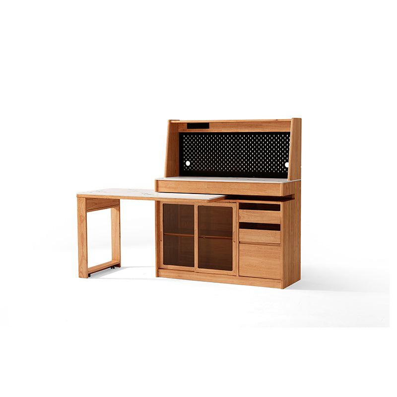 Ezekiel 1.2m Rubberwood Multi-Drawer 2-in-1 Sideboard/Dining Table with Dining Storage Cabinet/Sideboard