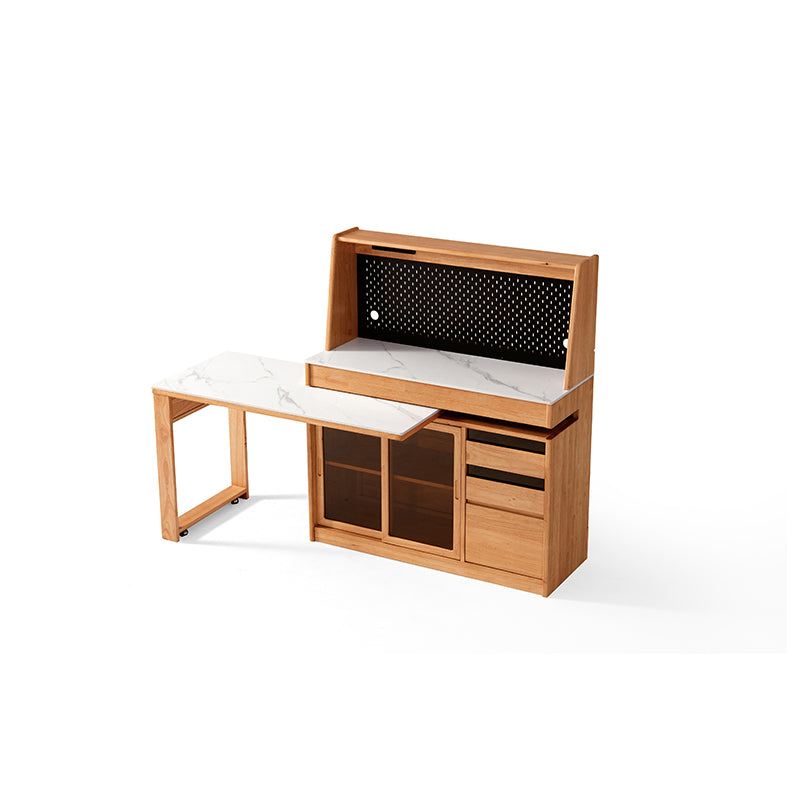 Ezekiel 1.2m Rubberwood Multi-Drawer 2-in-1 Sideboard/Dining Table with Dining Storage Cabinet/Sideboard