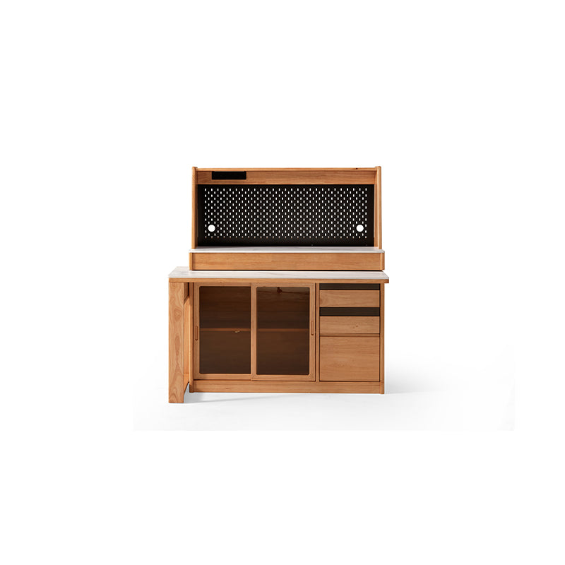 Ezekiel 1.2m Rubberwood Multi-Drawer 2-in-1 Sideboard/Dining Table with Dining Storage Cabinet/Sideboard