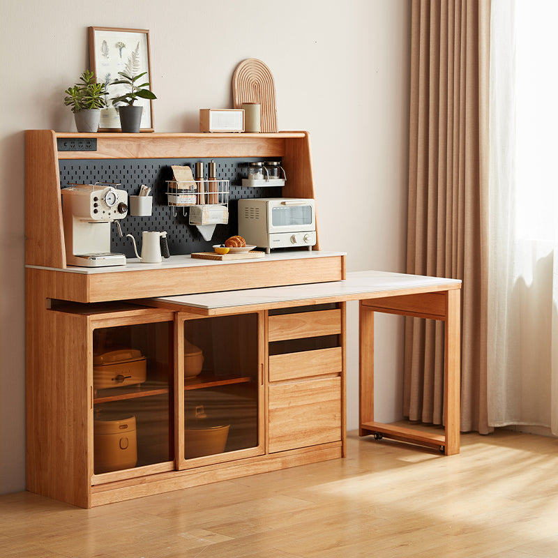 Ezekiel 1.2m Rubberwood Multi-Drawer 2-in-1 Sideboard/Dining Table with Dining Storage Cabinet/Sideboard