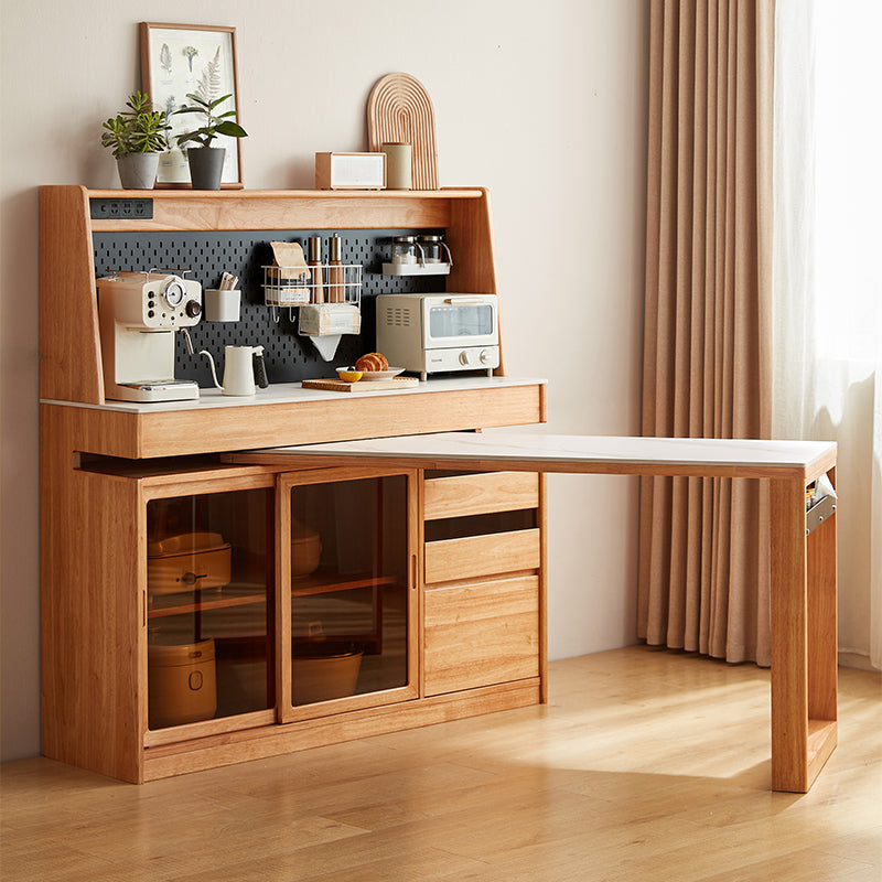 Ezekiel 1.2m Rubberwood Multi-Drawer 2-in-1 Sideboard/Dining Table with Dining Storage Cabinet/Sideboard