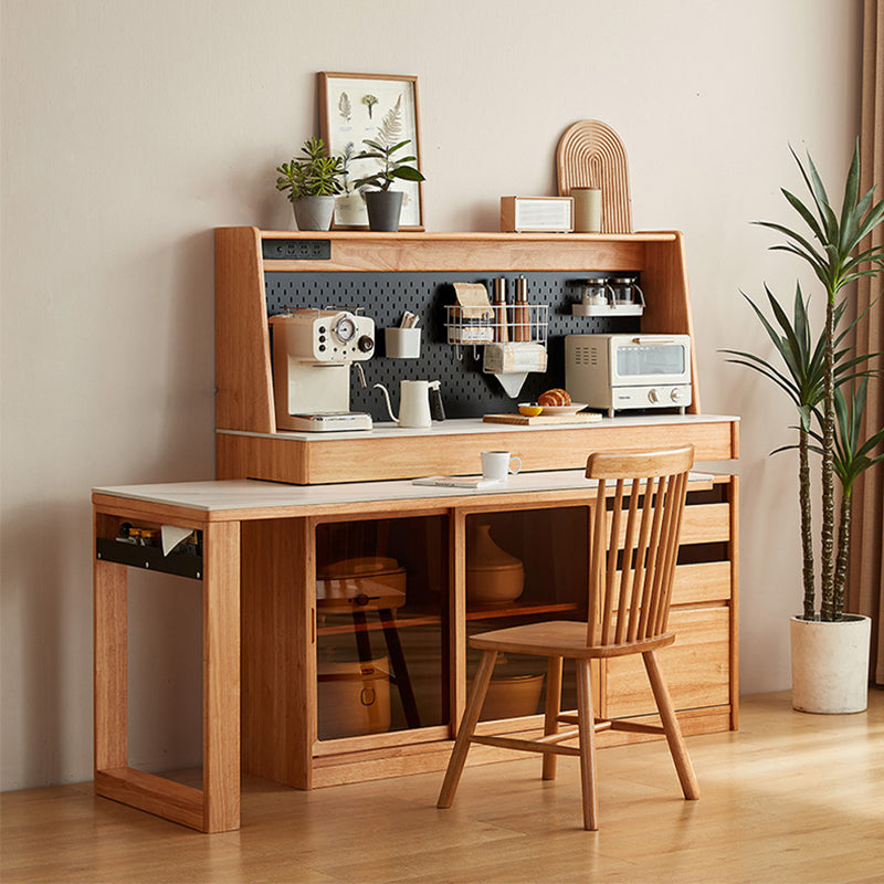 Ezekiel 1.2m Rubberwood Multi-Drawer 2-in-1 Sideboard/Dining Table with Dining Storage Cabinet/Sideboard