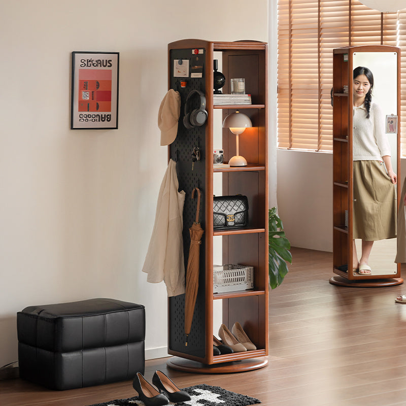 Leander 55cm FAS-Graded Solid Cherry Wood Multifunctional Entryway Cabinet/Revolving Mirror Cabinet