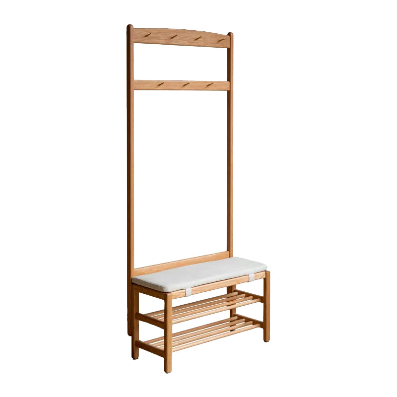Matilda 60cm/80cm FAS-Graded Solid American Oak Wood Entryway Shoe Cabinet/Shoe Changing Stool with Coat Hooks For Home