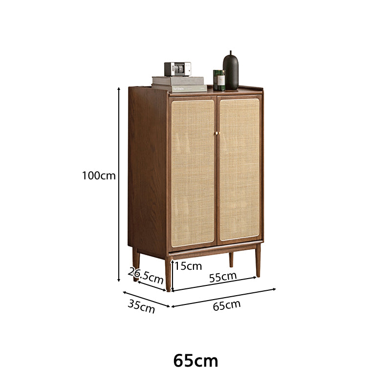 Pablo 65cm/80cm/115cm FAS-Graded Solid American Oak Wood Entryway Cabinet/Shoe Cabinet Walnut Color