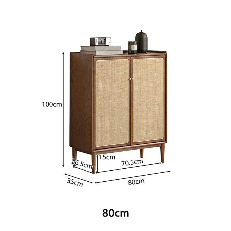 Pablo 65cm/80cm/115cm FAS-Graded Solid American Oak Wood Entryway Cabinet/Shoe Cabinet Walnut Color