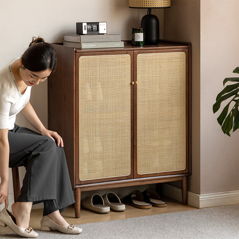Pablo 65cm/80cm/115cm FAS-Graded Solid American Oak Wood Entryway Cabinet/Shoe Cabinet Walnut Color