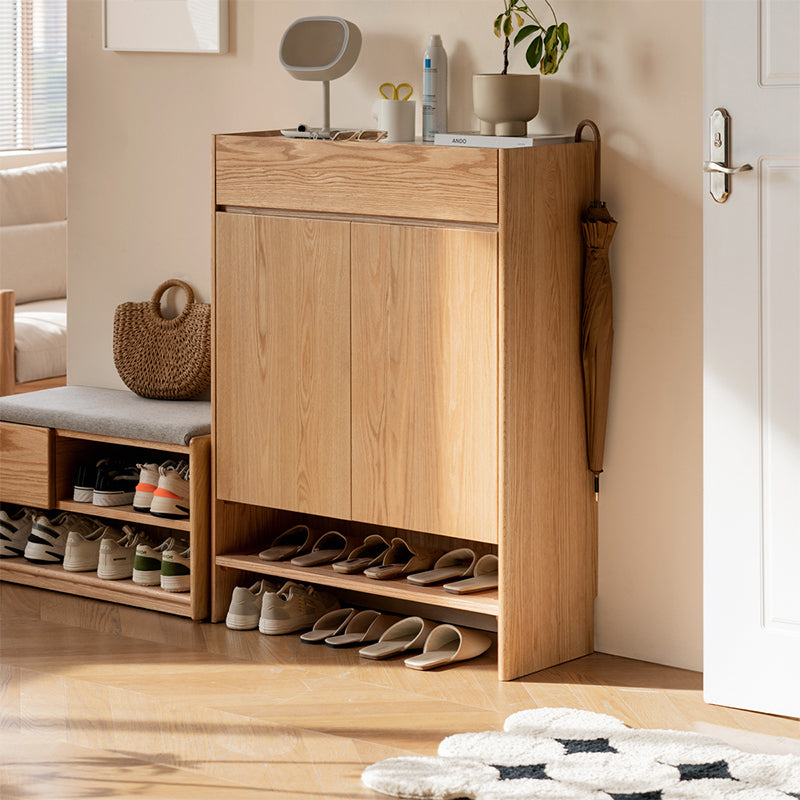 Patsy 85cm FAS-Graded Solid American Oak Wood Entryway Shoe Cabinet/Shoe Case with Drawers/Ceramic