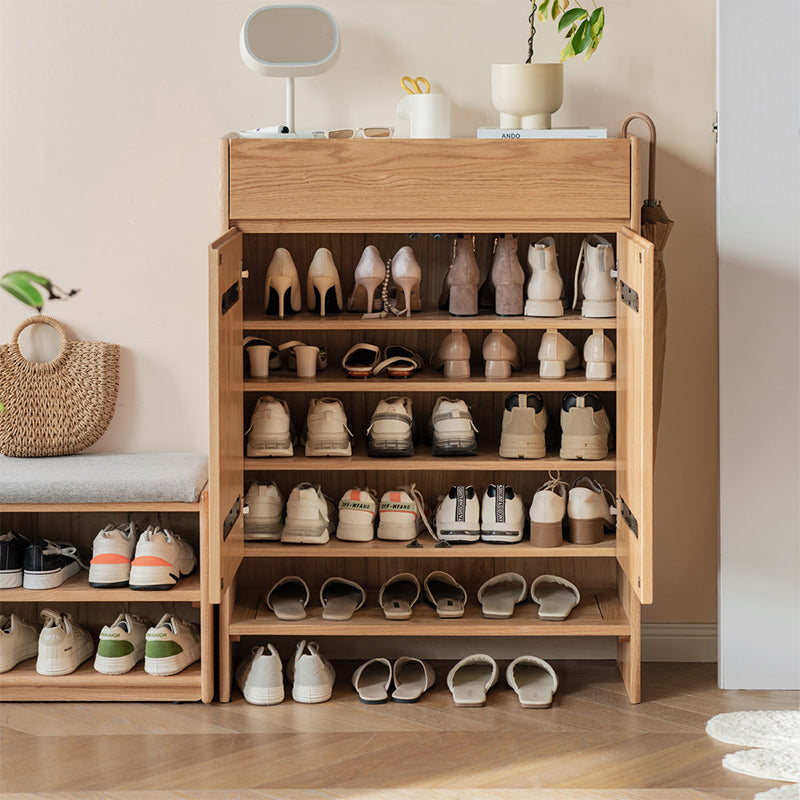 Patsy 85cm FAS-Graded Solid American Oak Wood Entryway Shoe Cabinet/Shoe Case with Drawers/Ceramic