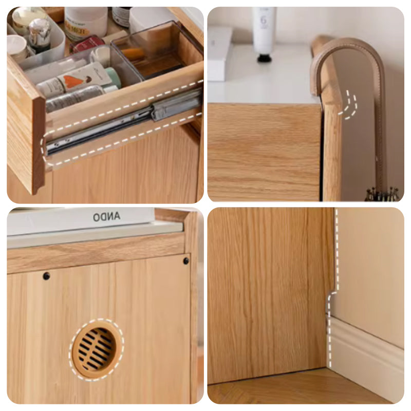 Patsy 85cm FAS-Graded Solid American Oak Wood Entryway Shoe Cabinet/Shoe Case with Drawers/Ceramic