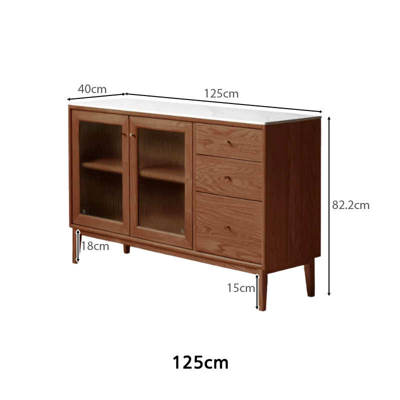 Peregrine 125cm/150cm/180cm FAS-Graded Solid American Oak Wood Dining Cabinet/Storage Cabinet/Sideboard With Ceramic Multiple Color
