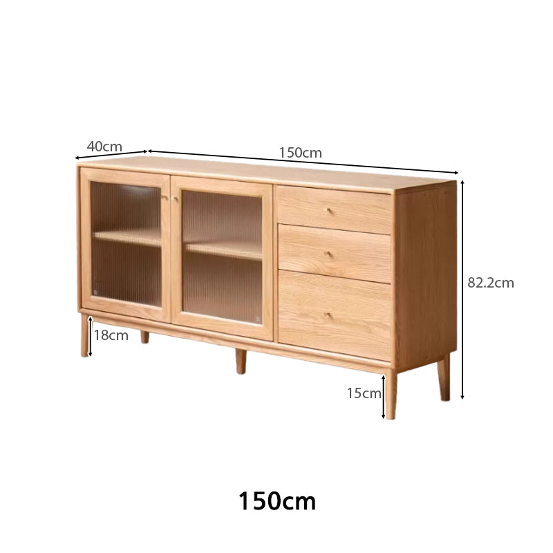 Peregrine 125cm/150cm/180cm FAS-Graded Solid American Oak Wood Dining Cabinet/Storage Cabinet/Sideboard With Ceramic Multiple Color