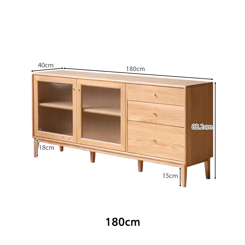 Peregrine 125cm/150cm/180cm FAS-Graded Solid American Oak Wood Dining Cabinet/Storage Cabinet/Sideboard With Ceramic Multiple Color