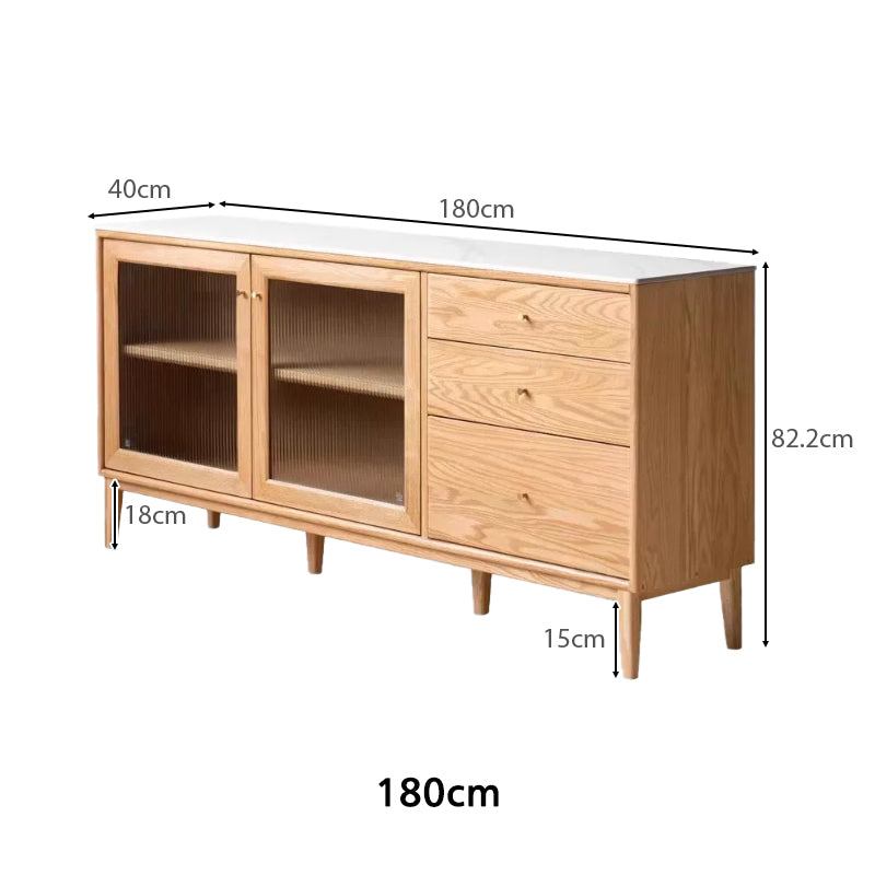 Peregrine 125cm/150cm/180cm FAS-Graded Solid American Oak Wood Dining Cabinet/Storage Cabinet/Sideboard With Ceramic Multiple Color