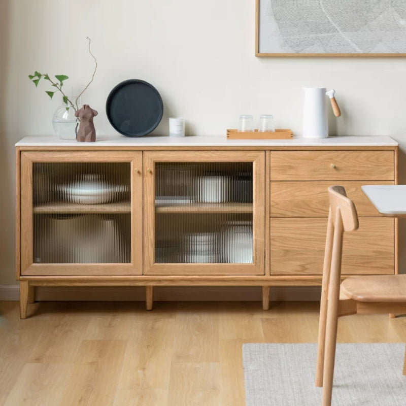 Peregrine 125cm/150cm/180cm FAS-Graded Solid American Oak Wood Dining Cabinet/Storage Cabinet/Sideboard With Ceramic Multiple Color