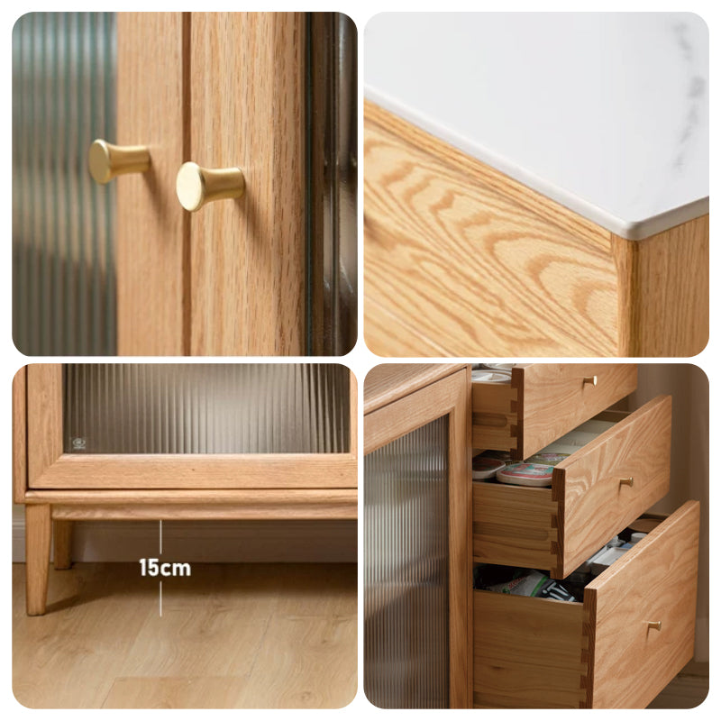 Peregrine 125cm/150cm/180cm FAS-Graded Solid American Oak Wood Dining Cabinet/Storage Cabinet/Sideboard With Ceramic Multiple Color