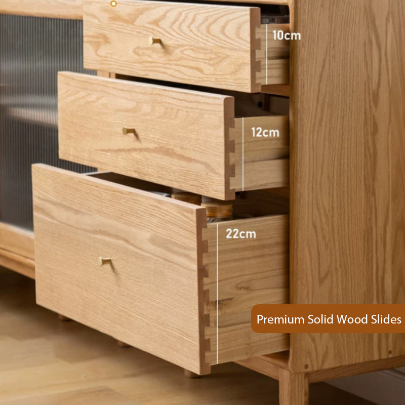 Peregrine 125cm/150cm/180cm FAS-Graded Solid American Oak Wood Dining Cabinet/Storage Cabinet/Sideboard With Ceramic Multiple Color
