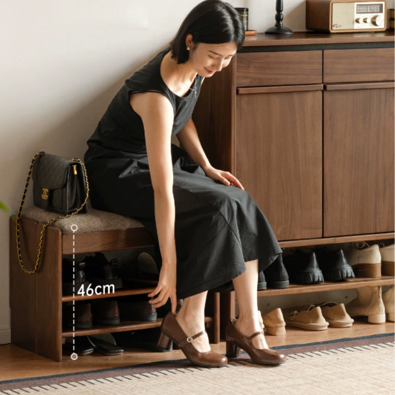 Willa 60cm/80cm FAS-Graded Solid American Oak Wood Entryway Shoe Cabinet/Shoe Changing Stool For Home Multiple Color