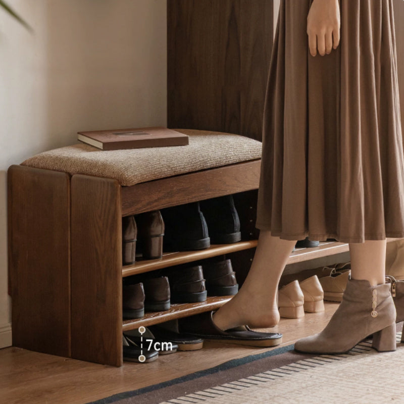 Willa 60cm/80cm FAS-Graded Solid American Oak Wood Entryway Shoe Cabinet/Shoe Changing Stool For Home Multiple Color