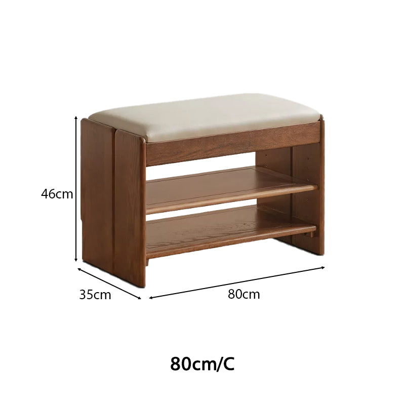 Willa 60cm/80cm FAS-Graded Solid American Oak Wood Entryway Shoe Cabinet/Shoe Changing Stool For Home Multiple Color