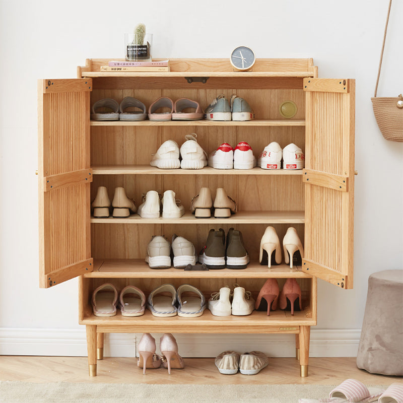 Zahra 48cm/80cm FAS-Graded Solid American Oak Wood Slatted Shoe Cabinet Natural Wood Color