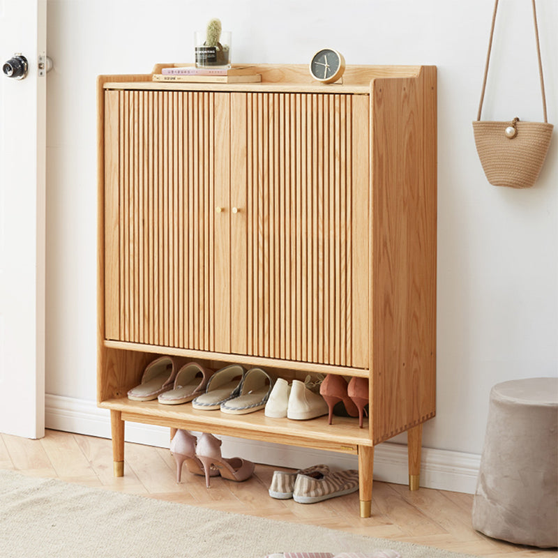 Zahra 48cm/80cm FAS-Graded Solid American Oak Wood Slatted Shoe Cabinet Natural Wood Color