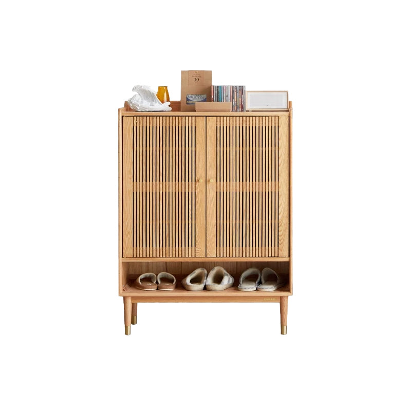 Zahra 48cm/80cm FAS-Graded Solid American Oak Wood Slatted Shoe Cabinet Natural Wood Color