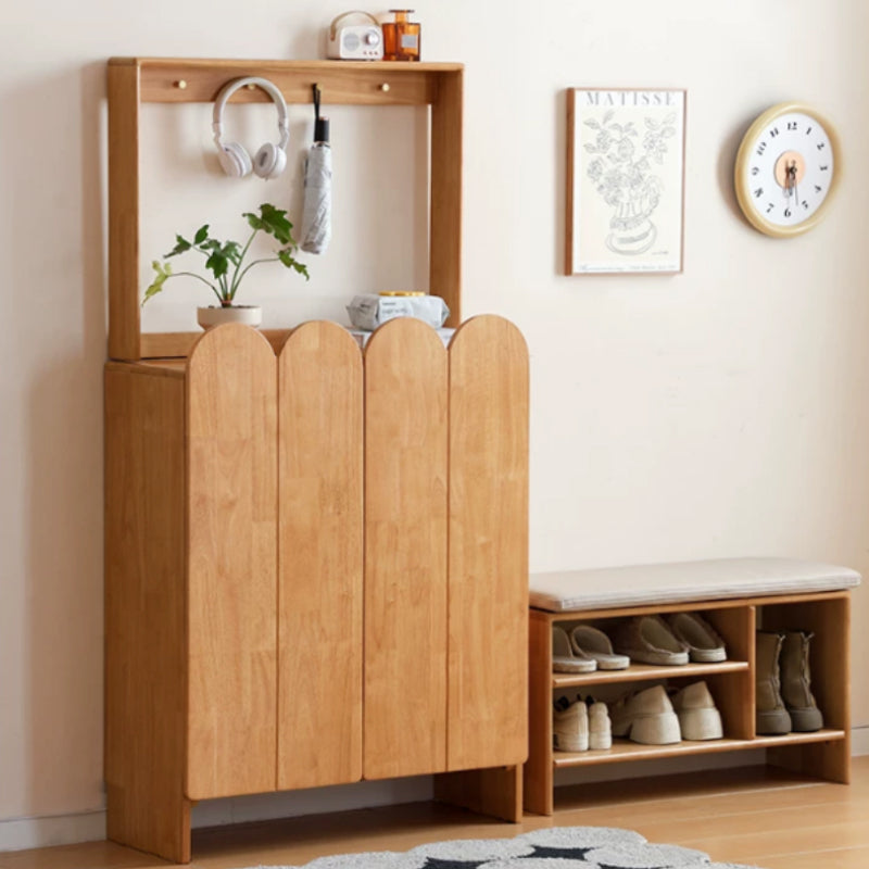 Zaria 80cm Rubberwood Entryway Shoe Cabinet For Home Natural Wood