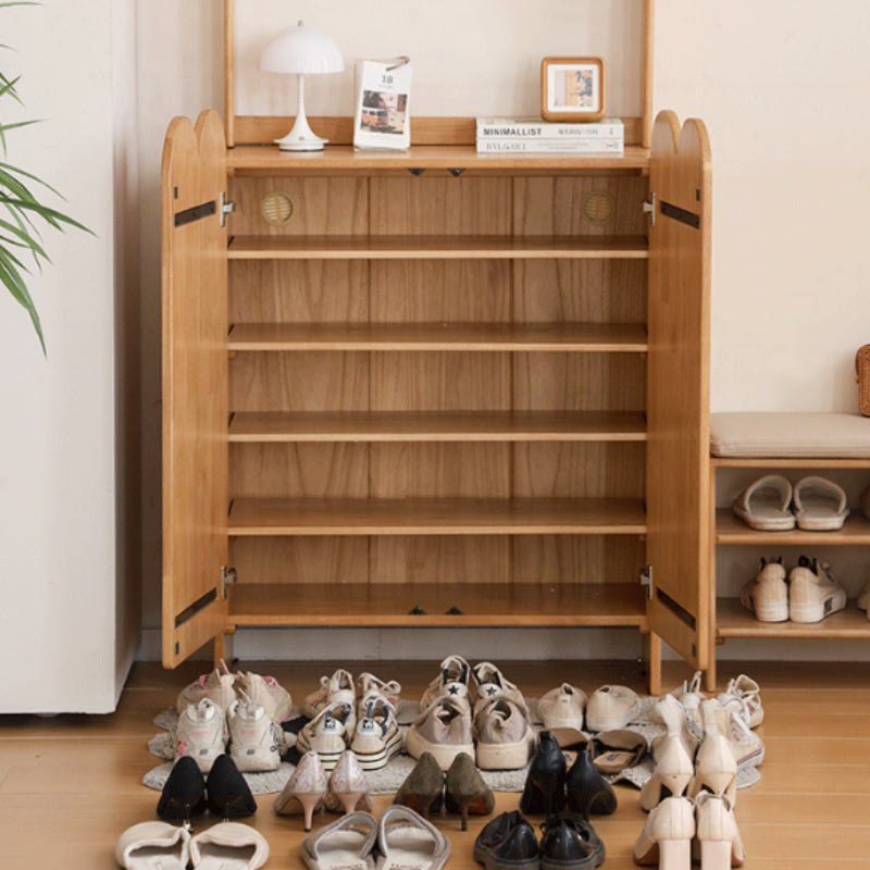 Zaria 80cm Rubberwood Entryway Shoe Cabinet For Home Natural Wood