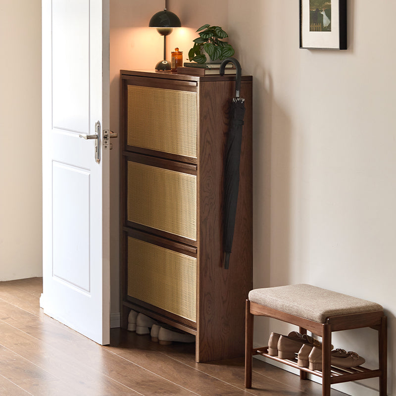 Adonis 65cm/80cm FAS-Graded Solid American Oak Wood Ultra-thin Flip-door Entryway Cabinet/Shoe Cabinet