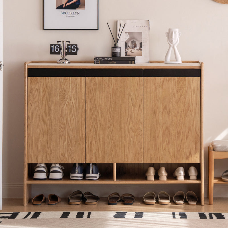 Stanley FAS-Graded Solid American Oak 3-Door/2-Door Shoe Cabinet with Bottom Open Shelf